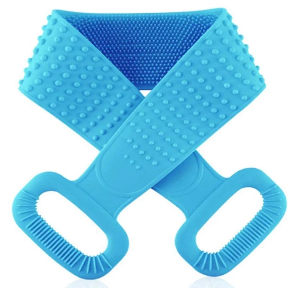 Silicone Back Scrubber,Exfoliating Lengthen Silicone Bath Body (30 inch, Blue)